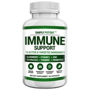 Simply Potent Immune Support with Antioxidant Vitamin C, Elderberry, Echinacea, Zinc, Turmeric & Probiotics Immunity Boost, 60 Capsules