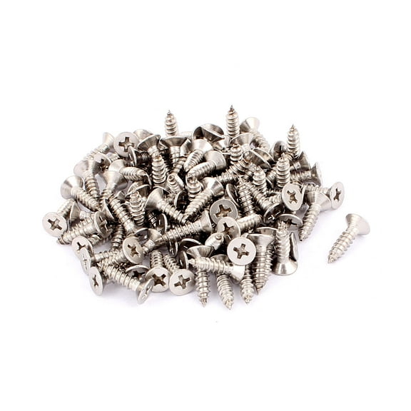 Unique Bargains 4.2mm x 16mm Flat Head Self Tapping Screw Fasteners Silver Tone 100 Pcs