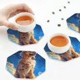 thumbnail image 7 of Pofeuu Starry Sky Cloud Dog Print Leather Coasters Set of 6, Round Cups Mugs Mat Pad for Home Kitchen Heat Resistant Drink Coasters,Octagon, 7 of 7