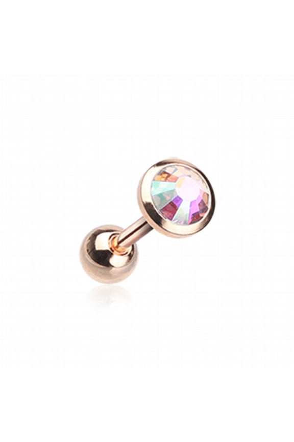 Rose Gold Gem Sparkle WildKlass Cartilage Tragus Earring 316L Surgical Steel