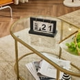 thumbnail image 5 of Ktaxon Rustic Coffee Table, Transparent Glass 2-Tier Oval Vintage Minimalist Design Center Table Rust Resistant Narrow Table for Living Room, Matte Gold, 5 of 6