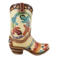 thumbnail image 4 of Rustic Southwestern Tribal Aztec 2 Gecko Lizards Cowgirl Cowboy Boot Floral Vase, 4 of 6