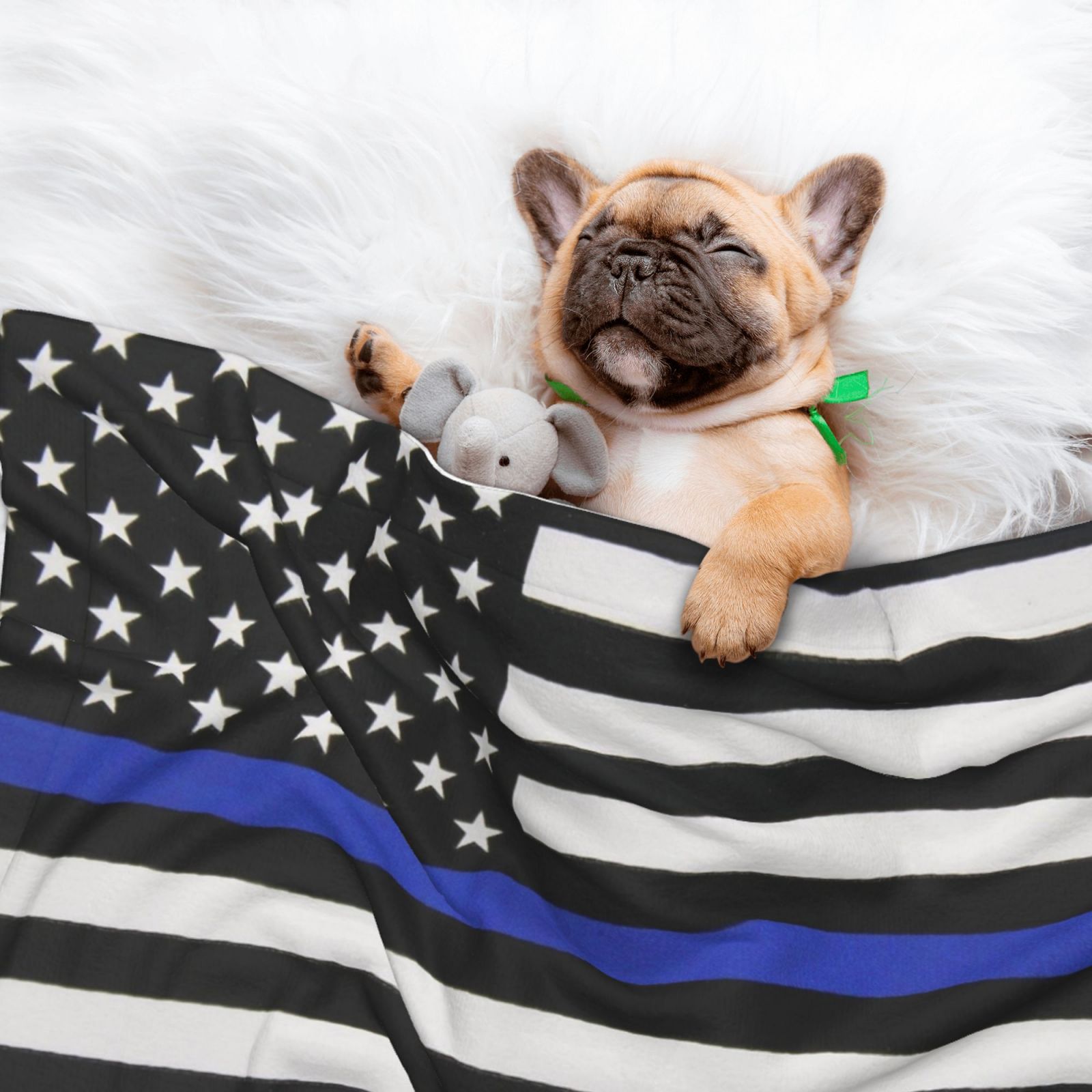 Thin Blue Line Flag Dog Blanket Soft Warm Flannel Cat Blanket Great Pet Throw for Cats Puppy Small Medium Large Dog
