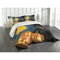 thumbnail image 3 of Ambesonne Halloween Quilted Bedspread Set 3 Pcs, Moon Pumpkin, King Size, Multicolor, 3 of 5