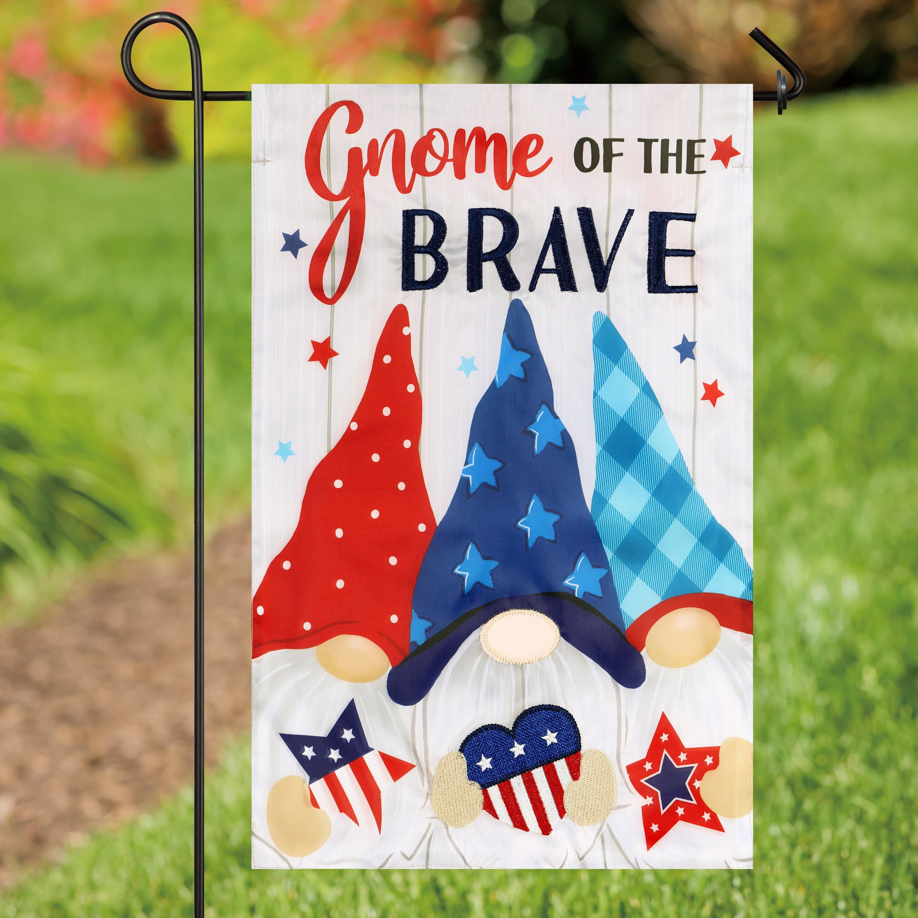 Meadow Creek Spring Outdoor Yard Flag, Gnome of the Brave, Assembled 18“H x 11.5“W