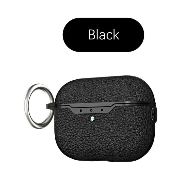 Allytech Case Compatible with AirPods 3rd Generation (2021 Released), Lychee Texture PU Leather Anti-Scratch Skin with Key-Chain Accessories for Women Men Case for Air-Pods 3 2021, Black