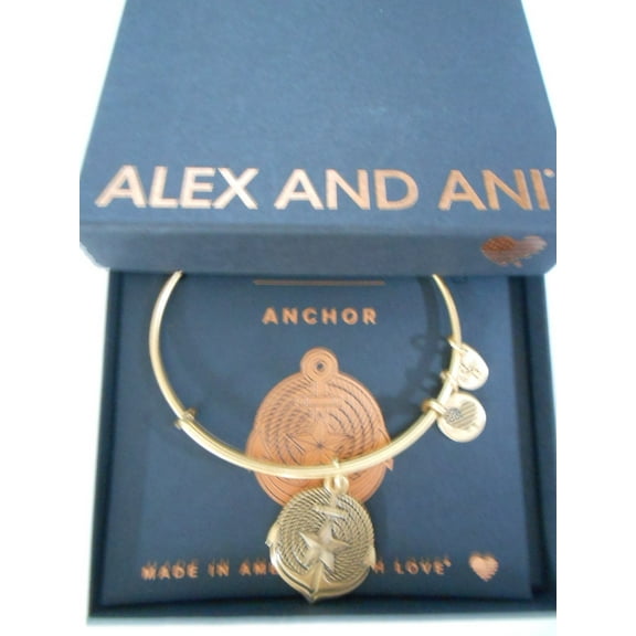 ANCHOR II Rafaelian Gold Finish Charm Bangle New With Tag Card & Box