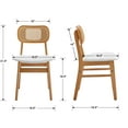 thumbnail image 2 of Dayalane Farmhouse Rattan Dining Chairs Set of 2, Mid Century Modern Kitchen Chairs, Faux Leather Cushioned Wooden Side Chairs with Wicker Curved Back for Dining Room Kitchen Lounge, White, 2 of 9
