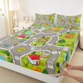 thumbnail image 4 of Manfei Cartoon Town Map Bed Sheets,City Streets Full Size Sheets,Gray,4 Pieces,1 Flat Sheet, 1 Fitted Sheet and 2 Pillowcases, 4 of 6