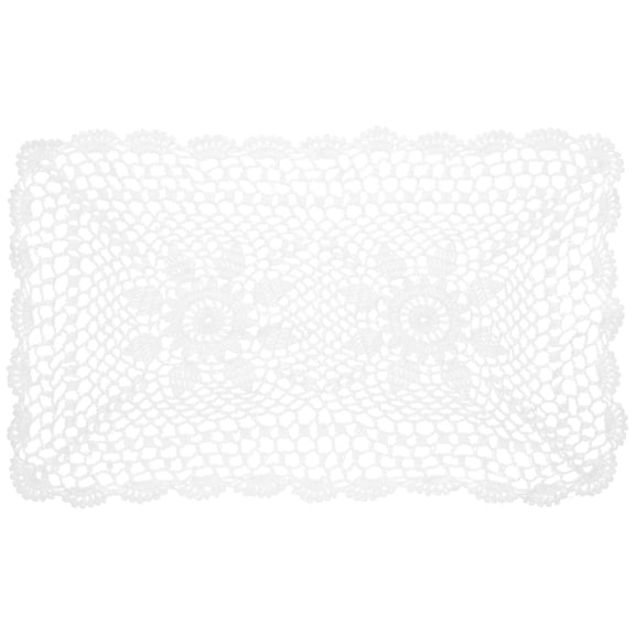 MLINS Hand Crochet Flower Placemat Delicate Cotton Lace Braided Hollow Out Cushion Decorative Wedding Table Mat (White 30x50cm)
