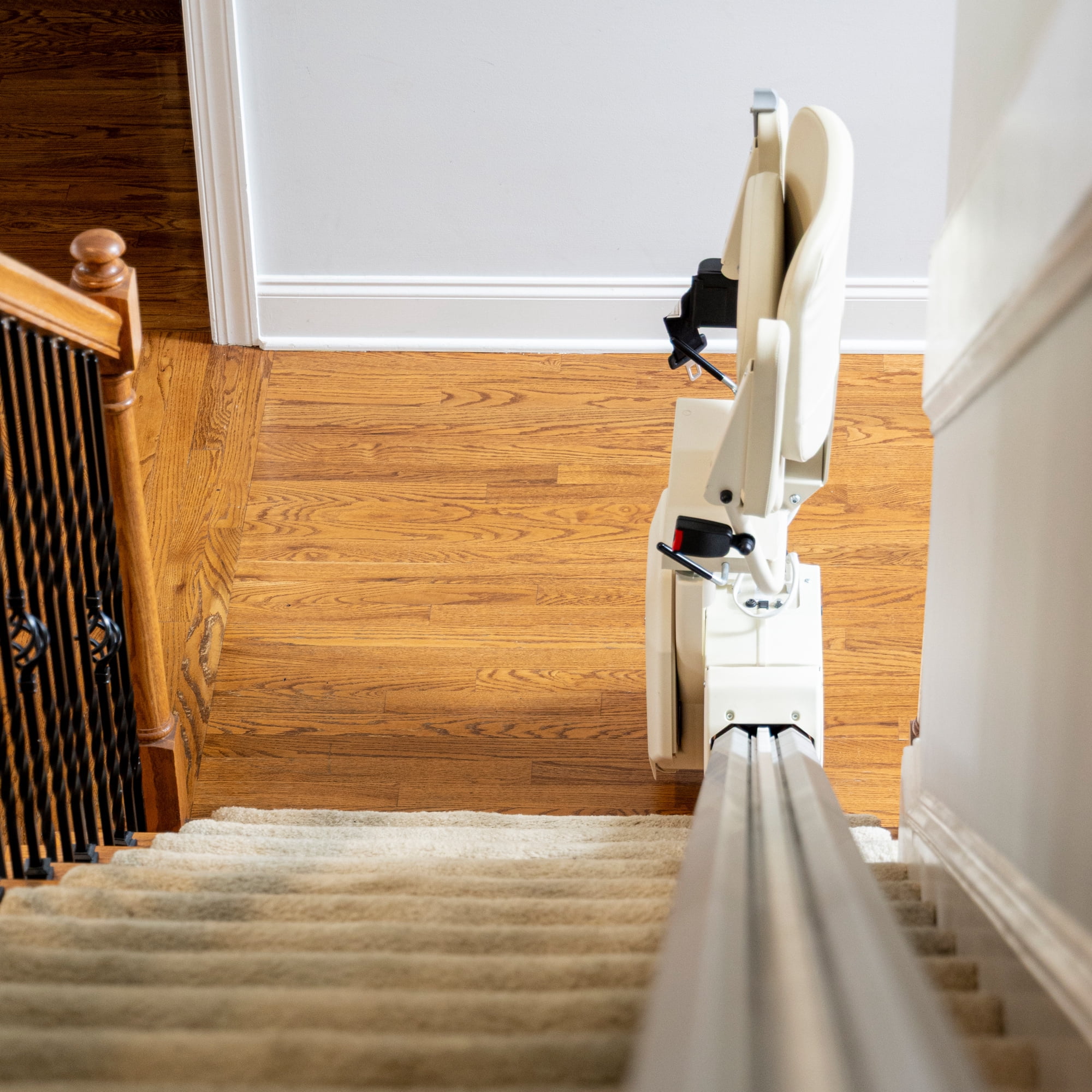 AmeriGlide Rave 2 Self Installable Stair Lift, 350lb Capacity, Flip-Up Swivel Seat, Footrest Sensor