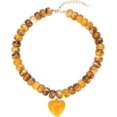 thumbnail image 1 of Collier Style Bohème Perlé Coloré avec Pendentif en Forme de Cœur; un Accessoire à la Mode.,Jaune, 1 of 7