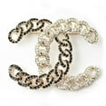 thumbnail image 1 of Pre-Owned CHANEL Brooch Pin Coco Mark Rhinestone Gold Black, 1 of 6