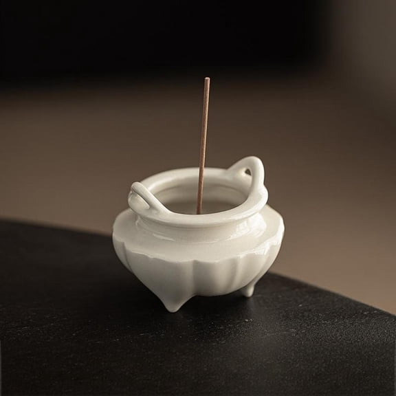 Warmself Incense Holder Modern Minimalist Circular Incense Stick Burner for Cones or Sticks for Yoga & Meditation, Enhance Atmosphere,Ceramic Ash Catcher White-7