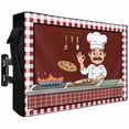 thumbnail image 2 of Outdoor TV Cover 52x30x4.5in, Kitchen Cute Chef Cook Burgundy Red Plaid Weatherproof TV Screen Protector with Zipper, Pizza Gourmet Outside Television Cover Fits Up to 52-55", 2 of 9