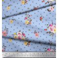 thumbnail image 3 of Soimoi Blue polyester Crepe Fabric Leaves,Small Circle & Floral Printed Fabric 1 Yard 42 Inch Wide, 3 of 3