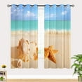 thumbnail image 2 of Beach Curtains, Tropical Ocean Hawaiian Island Sea Waves Starfish Shells Pattern Waterproof Grommet Window Drapes for Bedroom Living Room Bathroom Laundry Room Closet 2 Panels W42 x L63, 2 of 6