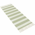 thumbnail image 2 of Sage Green Striped Entryway Runner Rug 2x4ft,Modern Farmhouse Sage Green White Stripes Washable Woven Living Room Hallway Bedroom Kitchen Carpet with Tassels,Indoor Outdoor Door Mat for Entryway, 2 of 5