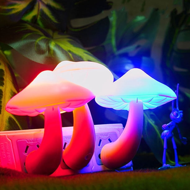 Muyoka Luz de hongo con enchufe de EE. UU. Lámpara LED de noche de hongo con sensor de anochecer al amanecer Lámpara enchufable Protección para los ojos Muyoka Hogar