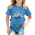 thumbnail image 1 of GDREDA Vêtements pour Filles, T-Shirt Graphique Mignon de Pâques, Col Rond, Manches Courtes, Été Décontracté, Bleu Tendance, 2-3 Ans, 1 of 4