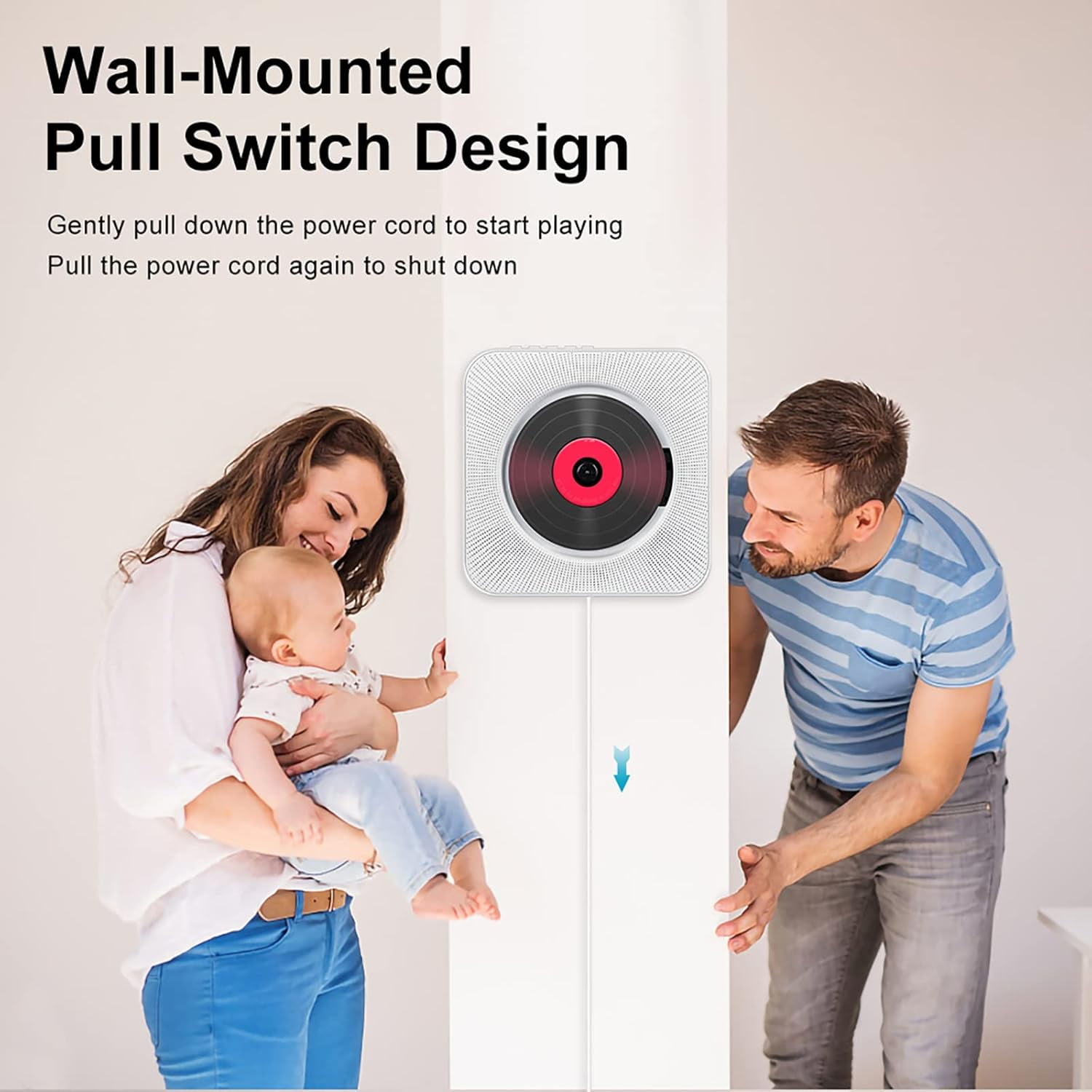 Bluetooth CD Player, Wall-Mounted Home Audio Speaker with LED Screen Display, Supports U Disk, TF Card Playback, Supports CD, CD-R, CD-RW, MP3, WMA and Other Formats