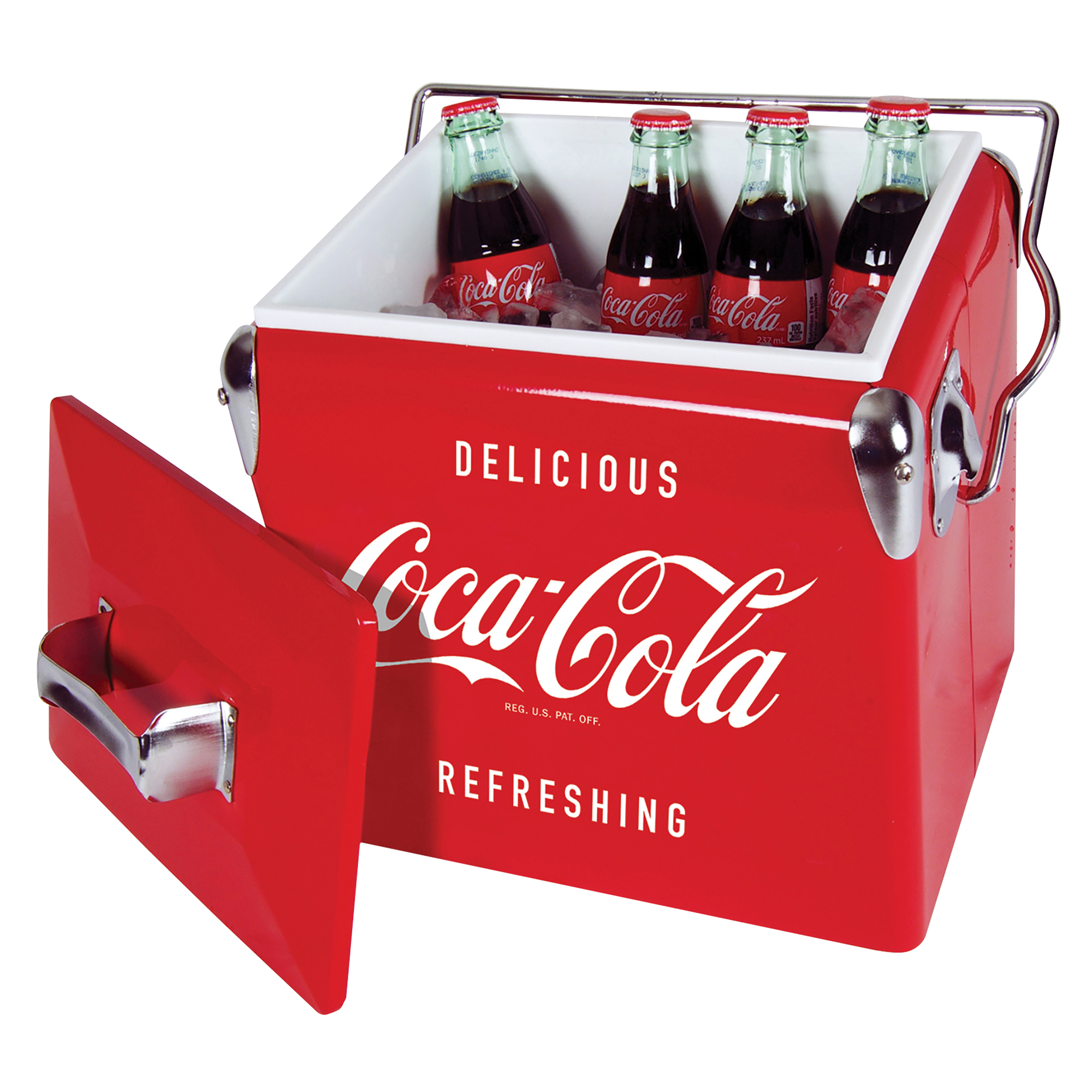 Coca-Cola Retro Portable Ice Chest Cooler with Bottle Opener 13L (14 qt), 18 Can Capacity, Red Vintage Style Ice Bucket for Camping, Beach, Picnic, RV, BBQs, Tailgating, Fishing - image 2 of 7