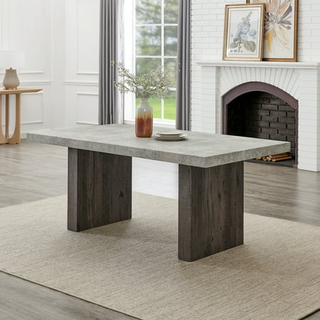 Roundhill Furniture Sorlen Modern 72 Dining Table with 3D Faux Concrete Top