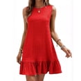 thumbnail image 3 of RYKJLWY Spring Dress Ruffle Hem Sleeveless Tank Dress Round Neck Casual Smock Summer Mini Dresses Vestidos Elegantes De Mujer Para Fiesta Sundresses for Women Womens Dress(Red1,L), 3 of 9