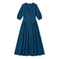 thumbnail image 6 of Guieoi Womens Dresses Fall Plus Size V-Neck Loose Casual Short-Sleeve Button-Down Dress Blue L, 6 of 7