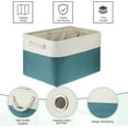 thumbnail image 5 of 8 Pack Collapsible Storage Bins Fabric Storage Bins Polyester Fabric Storage Baskets with Handles Linen Closet Organizer for Shelf Home Closet Towels Toys (Cyan White,15 x 11 x 9.5 in), 5 of 14
