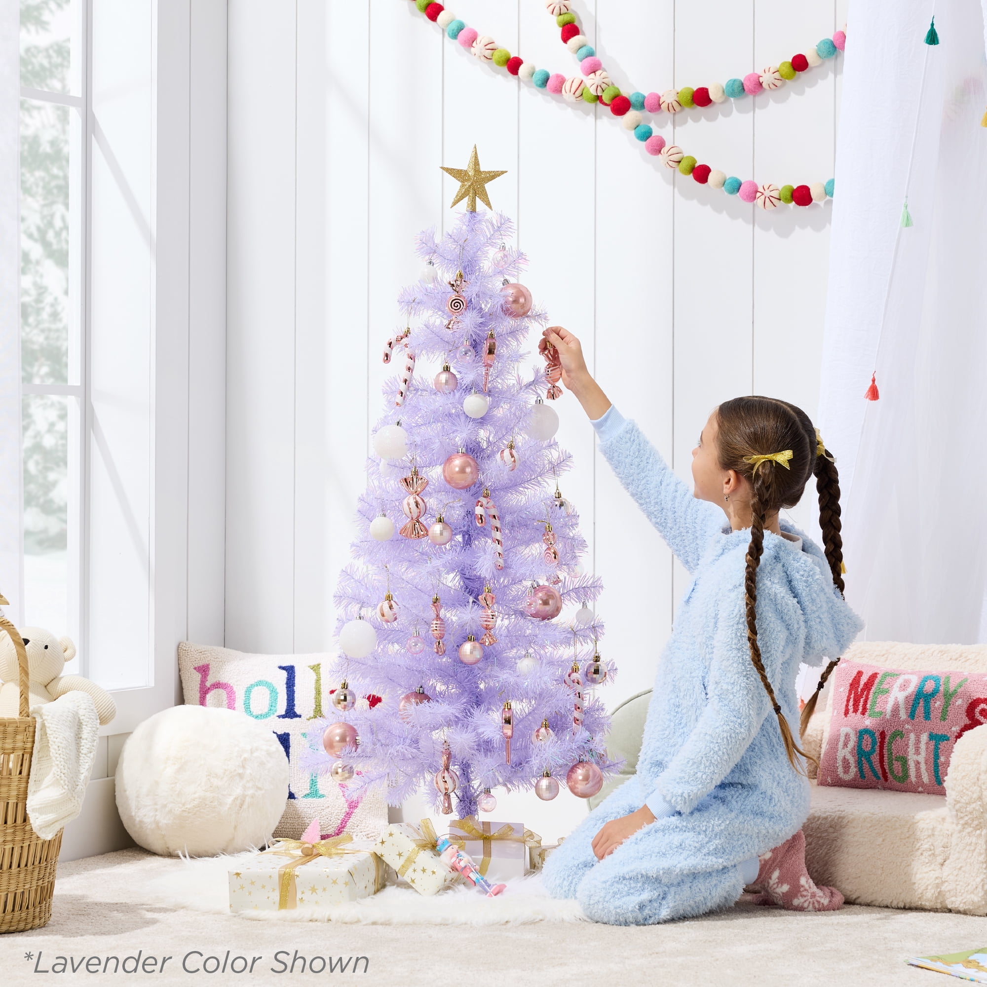 Best Choice Products 4ft Prelit Colored Christmas Tree, Artificial Tree Holiday Decor w/ Warm White LED Lights - Black Tinsel
