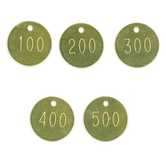 1.25" Round Brass Tags Numbered 001 - 500 (Pack of 500 Tags)