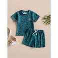 thumbnail image 2 of Bagilaanoe 2pcs Toddler Baby Boy Short Pants Set Print Short Sleeve T-Shirts Tops + Shorts 6M 12M 18M 24M 3T 4T Kids Casual Summer Outfits, 2 of 8