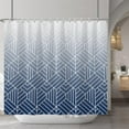 thumbnail image 3 of Navy Blue Shower Curtain Gradient Geometry Texture Pattern Shower Curtains for Bathroom Home Bathtubs Spa Hotel Decor Fabric Waterproof Decorative with Hooks 84x72 Inches Inches, 3 of 6