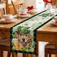 thumbnail image 5 of St Patricks Day Table Runner - 36 Inch Long Farmhouse Watercolor Dogs Green Shamrock Cotton and Linen Blended Dress Scarves Farmhouse Table Runner for Kitchen Dining, Coffee Table, 13" x 36", 5 of 8
