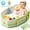 Green, variant on Wonderstone Portable Foldable Bathtub, Collapsible Baby Shower Tub with Drainage Design, Beach Vacation Travel Essentials for 1-3 Kids Toddler (Green)