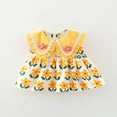 thumbnail image 2 of Infant Baby Girls Dress Floral Print Turn-Down Collar Vest Dress, 2 of 9