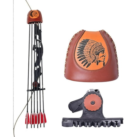 AME Adjustable Archery Arrow Quiver - Leather Quiver Arrow Holder with Quick Shoot System Longbow Recurve Bow Quiver 4/6 Arrows Hanged Arrow Case for Hunting Shooting Practice