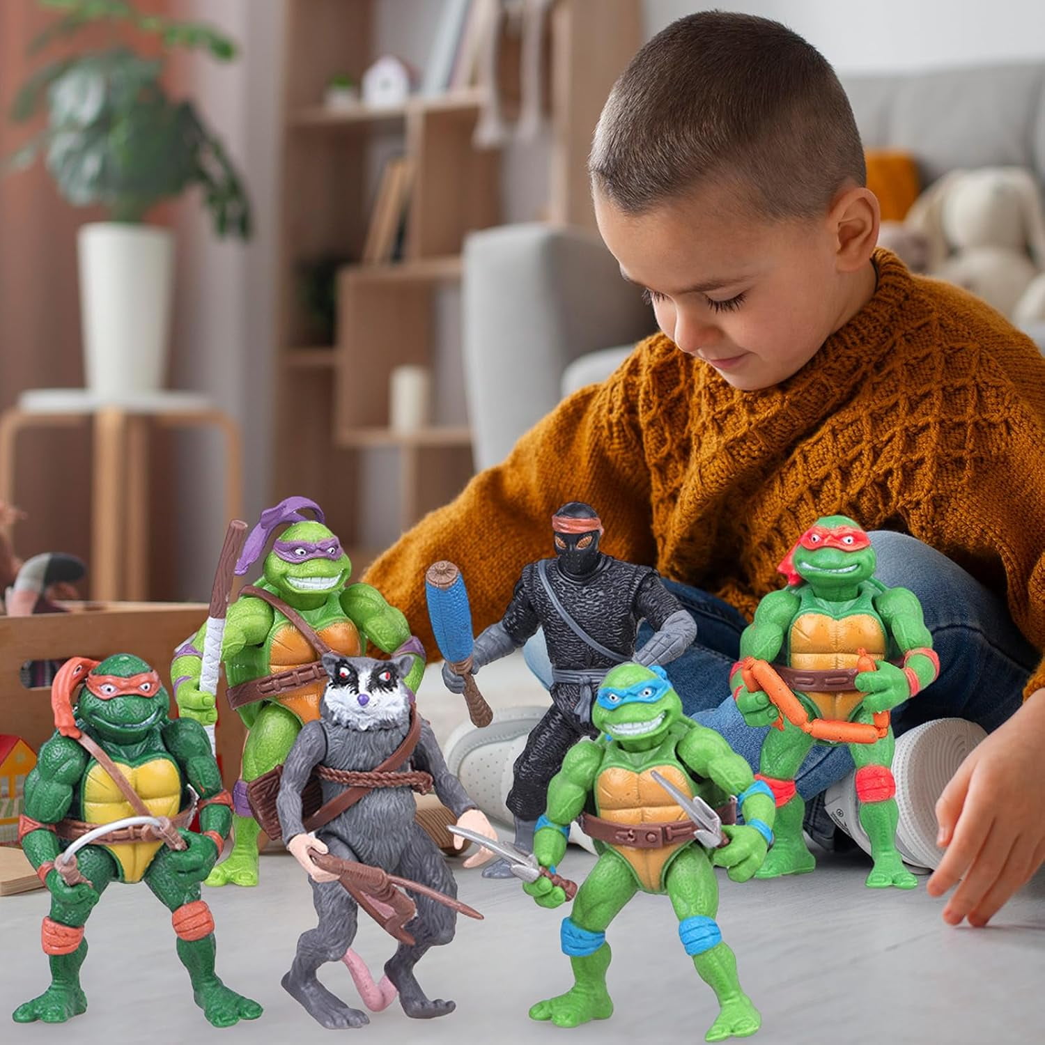 YARAKETA 6-Pack Ninja Turtle Figures - 4.8" Collectible Action Set, Detailed Mini Figures for Kids & Fans, Cake Toppers, Birthday Gift