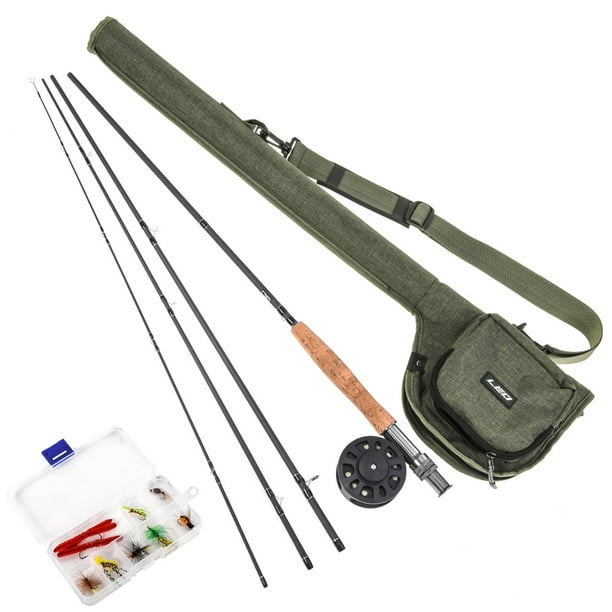 Leo 9' Fly Fishing Rod And Reel Combo With Carry Bag 10 Flies Complete Starter Package Fly Fishing Kit Green 28010-Ta5