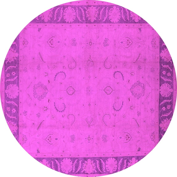 Ahgly Company Indoor Round Oriental Pink Traditional Area Rugs, 8' Round