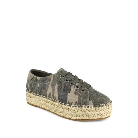 

SPLENDID Womens Green Camouflage Cushioned Woven Laurel Round Toe Platform Lace-Up Sneakers Shoes 11 M