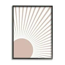 Stupell Industries Rising Sun Light Ray Pop Neutral Geometric Horizon Abstract Painting Black Framed Art Print Wall Art, 24 x 30