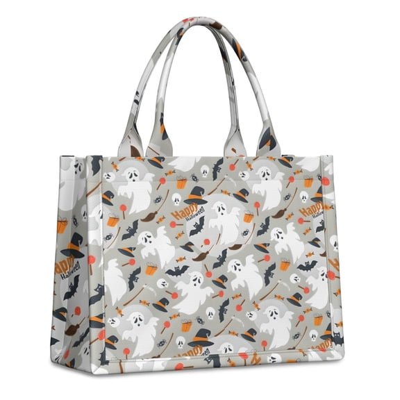 Large Capacity Tote Bag,Halloween Ghosts and Witchy Elements Handbag Fashion Luxury Tote Bag,15.7"x13"x 5.1" Inches,Laptop Compatible