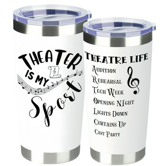 Swig Tumbler-Theater Gifts, Broadway Gifts for Musicians, Actors and Music Teacher on World Theatre Day, Birthday and Chistmas, 20 oz Insulated Stainless Steel Tumbler - THEATER IS MY SPORT.