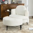 thumbnail image 5 of Barara King Modern Comfy Arm Chair, Reading Chair,42.5" Single Sofa Chair with Cresent-Shaped Footstool, White, 5 of 11