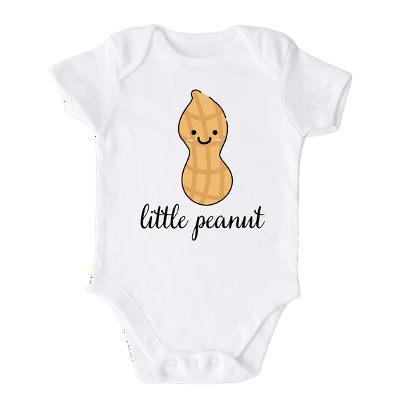 Little Peanut Cute Baby bodysuit Shirt Premium Custom Clothes Unisex Baby Gift for Mom Newborn 0-3m White