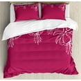 thumbnail image 1 of Floral Duvet Cover Set Queen Size, Flower Drawings Summer Blossom Flourishing Petals and Buds Mother Nature, Decorative 3 Piece Bedding Set with 2 Pillow Shams, Dark Magenta and White, by Ambesonne, 1 of 3