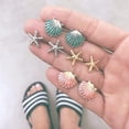 thumbnail image 2 of Besufy 4 Pairs Boho Women Starfish Shell Stud Earrings Set Summer Accessories, 2 of 7