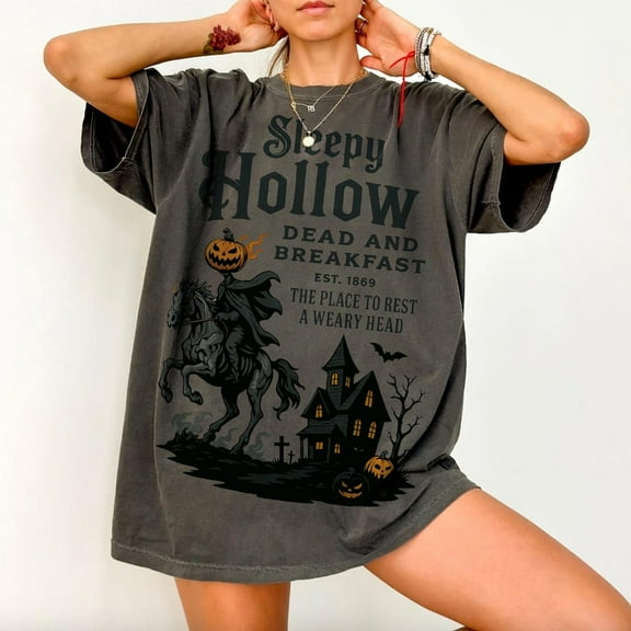 Sleepy Hollow Halloween Shirt, Vintage Halloween Tee, Skeleton Pumpkin Tshirt